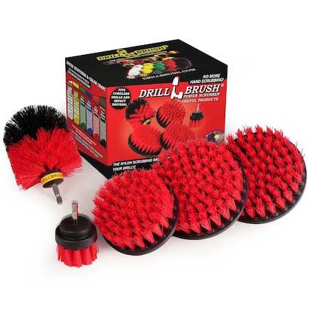 Drill Brush Power Scrubber By Useful Products 7 in W 5 in L Brush, Red R-S-5542O-QC-DB
